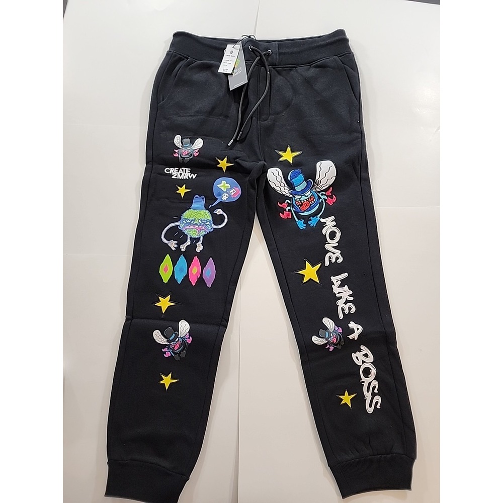 CREATE 2MRW Sweatpants Colorful Black Florescent Multicolor size 2XL $60‎